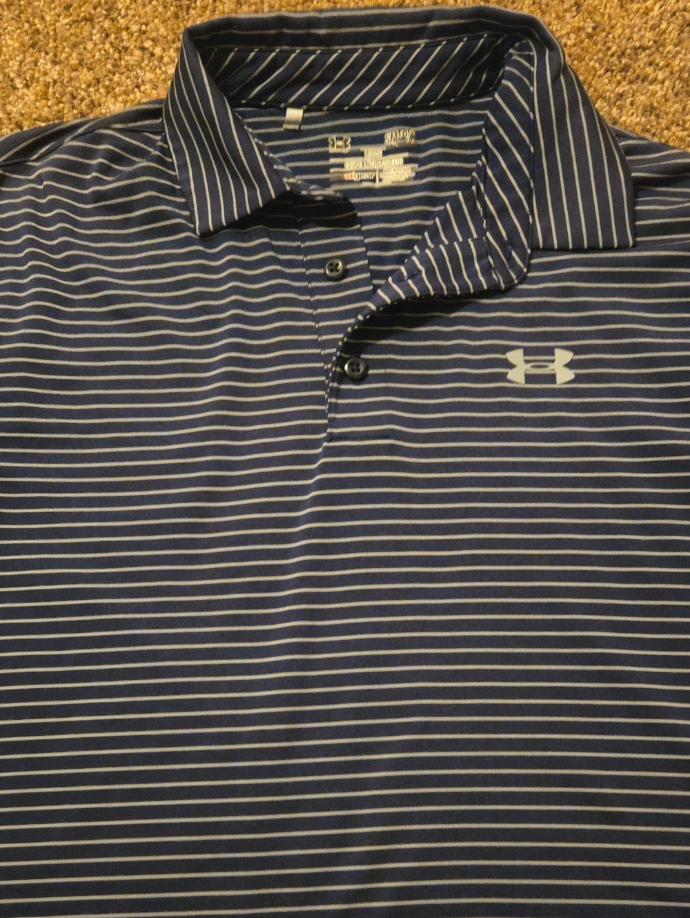 Navy Stripe Under Armour Polo